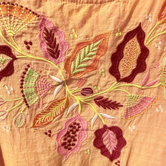 Gudrun Sjoden 100% Cotton Embroidered Short Sleeve Dress with Pockets Orange XL - Picture 3 of 7